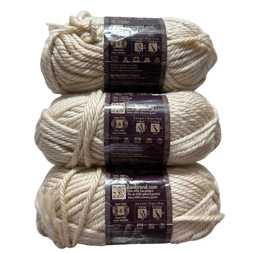 (3 Pack) Lion Brand Yarn 135-099 Hometown USA Super Bulky 6 Yarn Los Angeles Tan - Picture 4 of 7